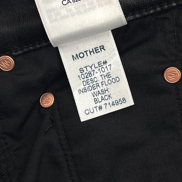 MOTHER NWT The Insider Flood Pants Women’s Size 24 Black Faux Leather - Picture 8 of 9